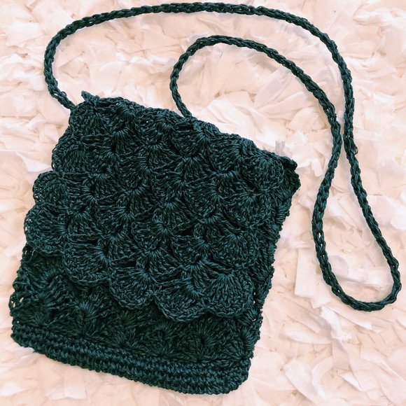 Vintage Black Woven Mini Crossbody Zipper Purse